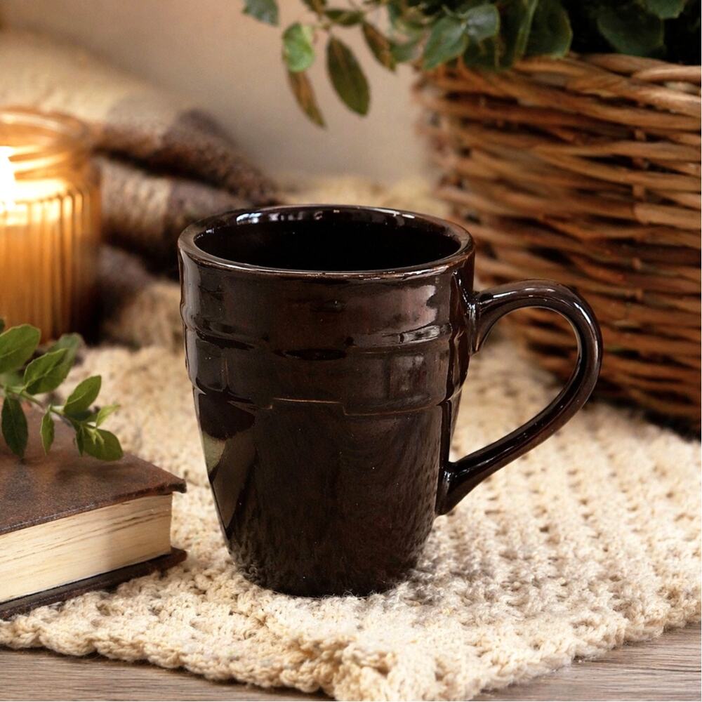 Vintage Longaberger Woven Traditions Coffee Mug Chocolate Brown 12 oz Retired